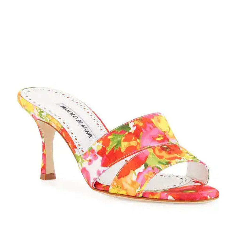 Manolo Blahnik Iacopo Floral Print Slip On Slide Sandals Multi Womens Size EU 40